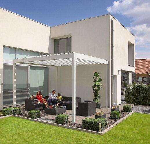 Bioclimatique Electric Sun Louver Metal Framed Pergola Aluminum Pergola Louvered Opening Roof System With Sun Block Blinds Bioclimatique Electric Sun Louver Metal Framed Pergola Aluminum Pergola Louvered Opening Roof System With Sun Block Blinds